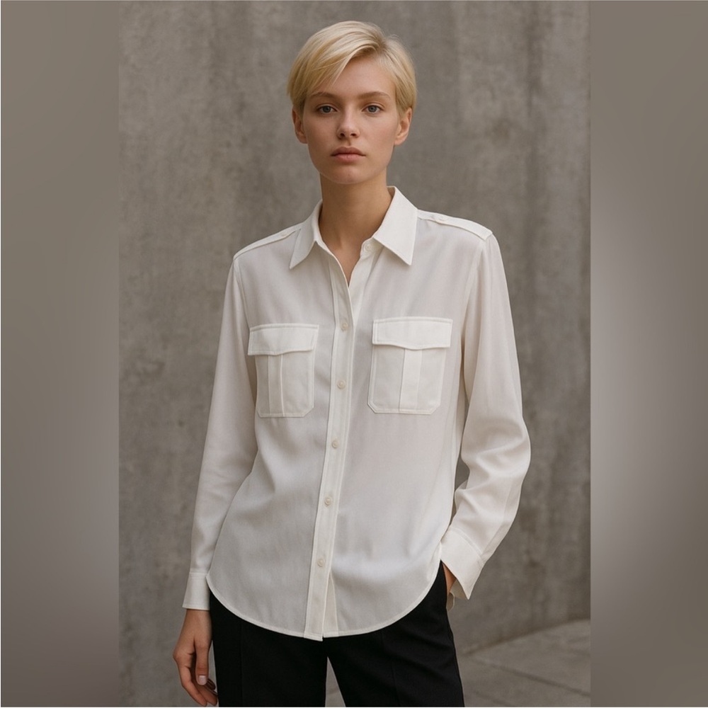 ZARA LIMITED EDITION Ecru 100% Pure Mulberry Silk Shirt